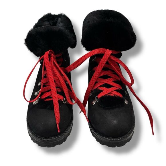 J.Crew Women’s Nordic Snow Hiker Boots Black Shearling Size 8M - Picture 1 of 11